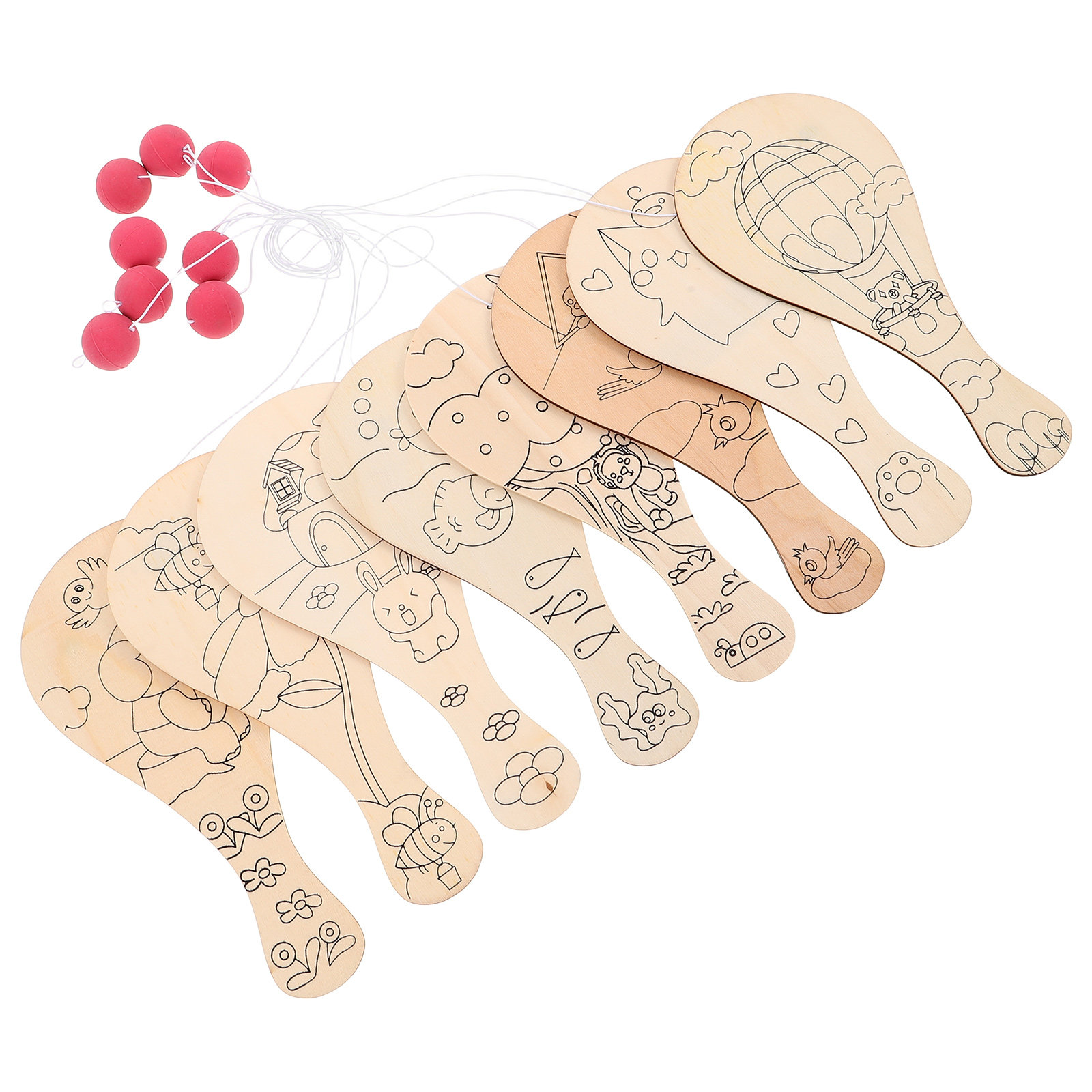 Table Tennis Drawing - 8 Pezzi Set di Racchette da