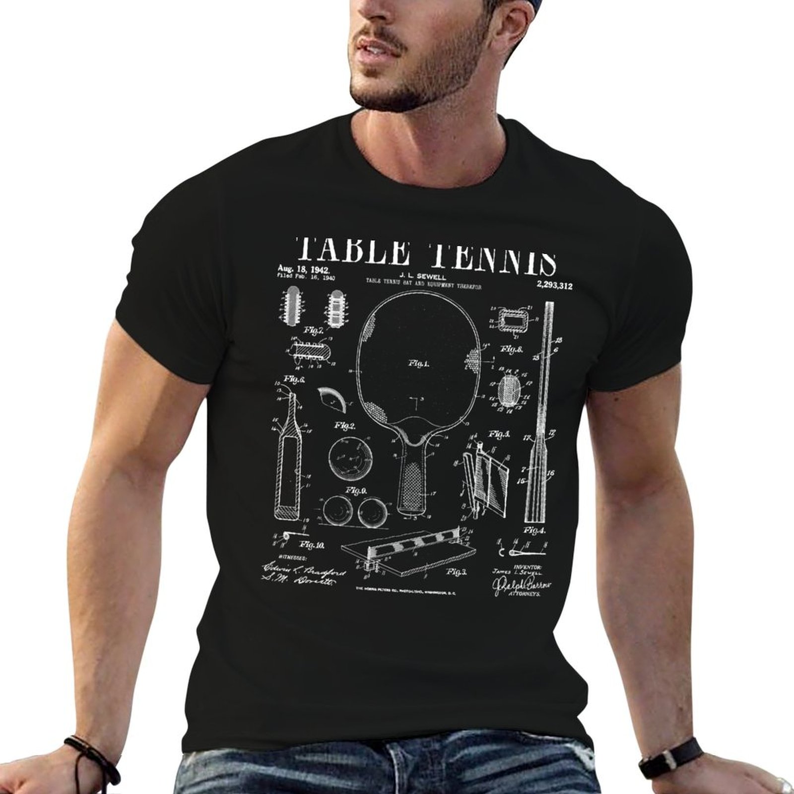 Table Tennis Drawing - T-shirt sportiva con stampa di disegni